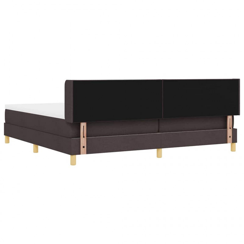Łóżko sprężynowe z materacem Ciemny brąz 200 x 200 cm tkanina