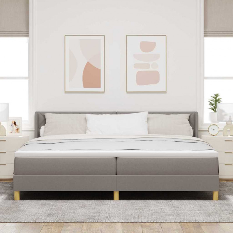 Łóżko sprężynowe z materacem Ciemnoszary 200 x 200 cm tkanina