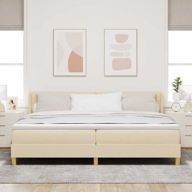 Łóżko sprężynowe z materacem Kremowy 200 x 200 cm tkanina