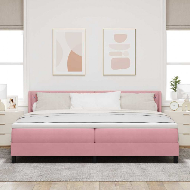 Łóżko sprężynowe z materacem Różowy 200 x 200 cm Aksamit