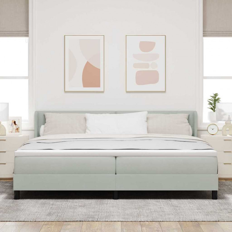 Łóżko sprężynowe z materacem Jasnoszary 200 x 200 cm Aksamit