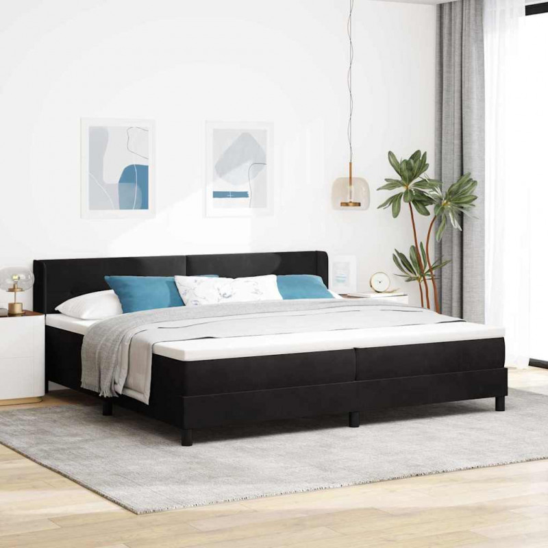 Łóżko sprężynowe z materacem Czarny 200 x 200 cm Aksamit