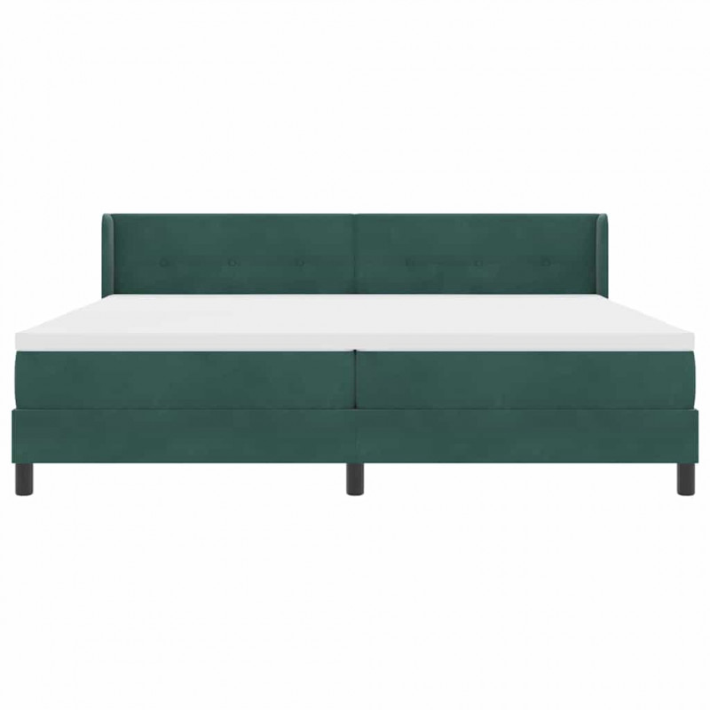 Łóżko sprężynowe z materacem Ciemna zieleń 200 x 200 cm Aksamit