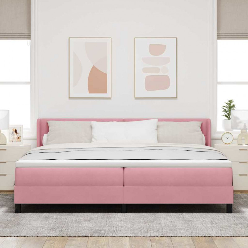 Łóżko sprężynowe z materacem Różowy 200 x 200 cm Aksamit