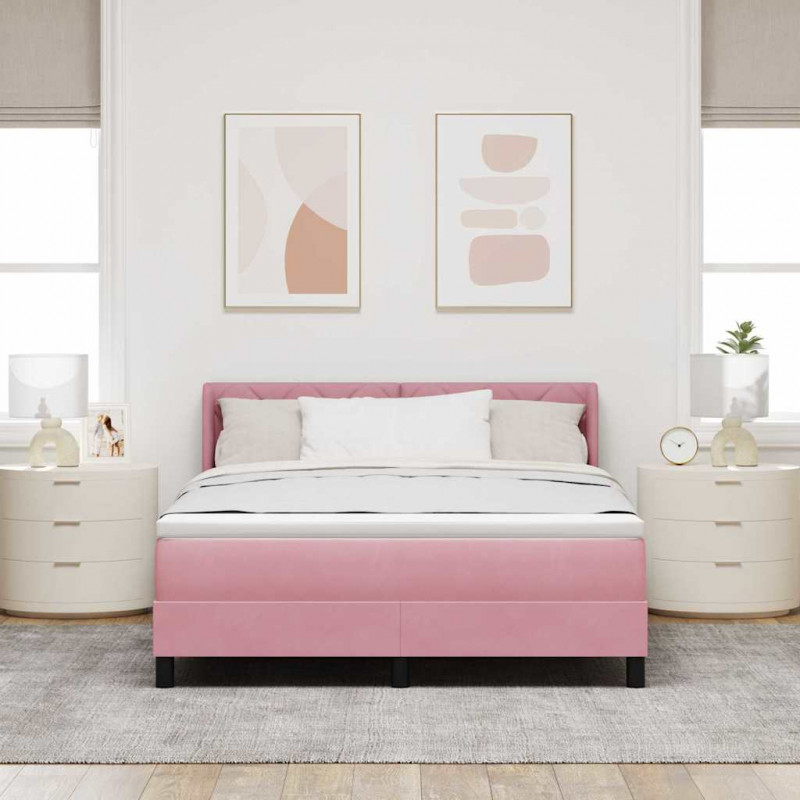 Łóżko sprężynowe z materacem Różowy 200 x 160 cm Aksamit