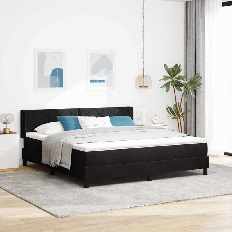 Łóżko sprężynowe z materacem Czarny 200 x 180 cm Poliester