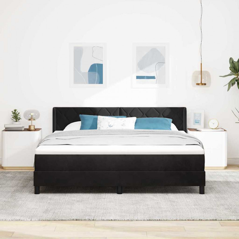 Łóżko sprężynowe z materacem Czarny 200 x 180 cm Poliester