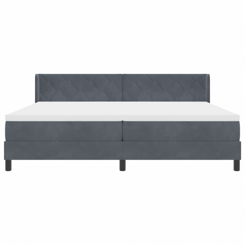 Łóżko sprężynowe z materacem Ciemnoszary 200 x 200 cm Poliester