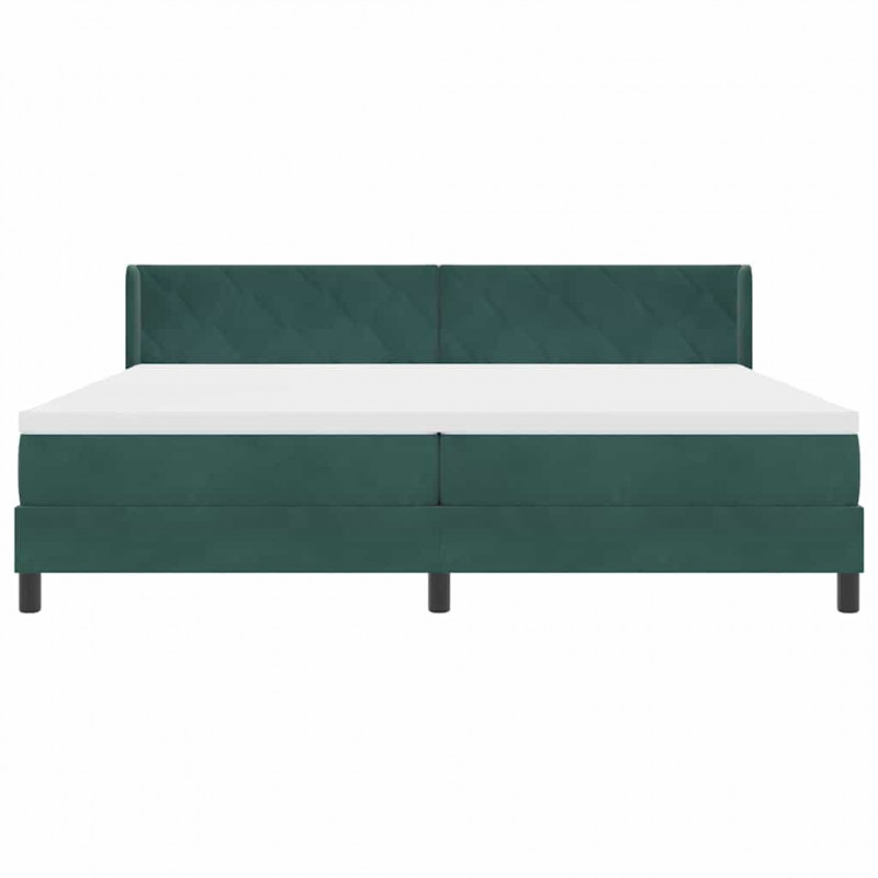 Łóżko sprężynowe Ciemna zieleń 200 x 200 cm Poliester