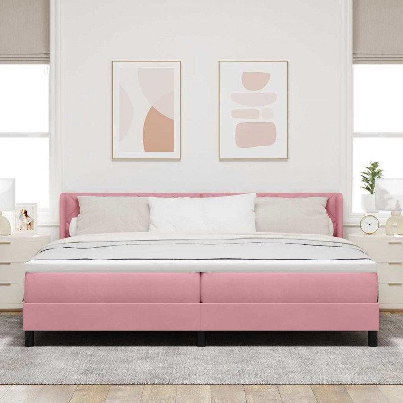 Łóżko sprężynowe z materacem Różowy 200 x 200 cm Poliester