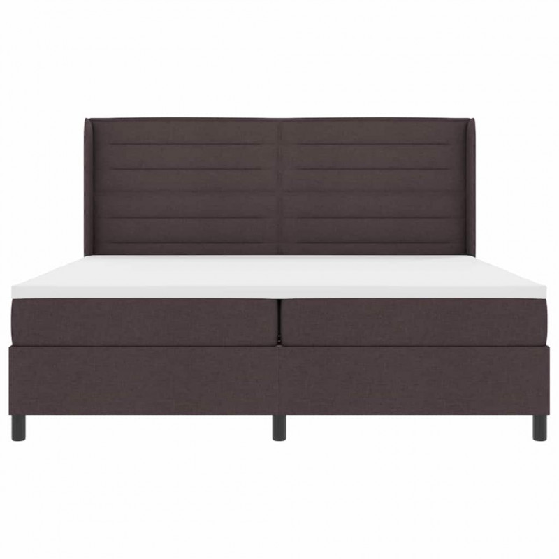 Łóżko sprężynowe z materacem Ciemny brąz 200 x 200 cm tkanina