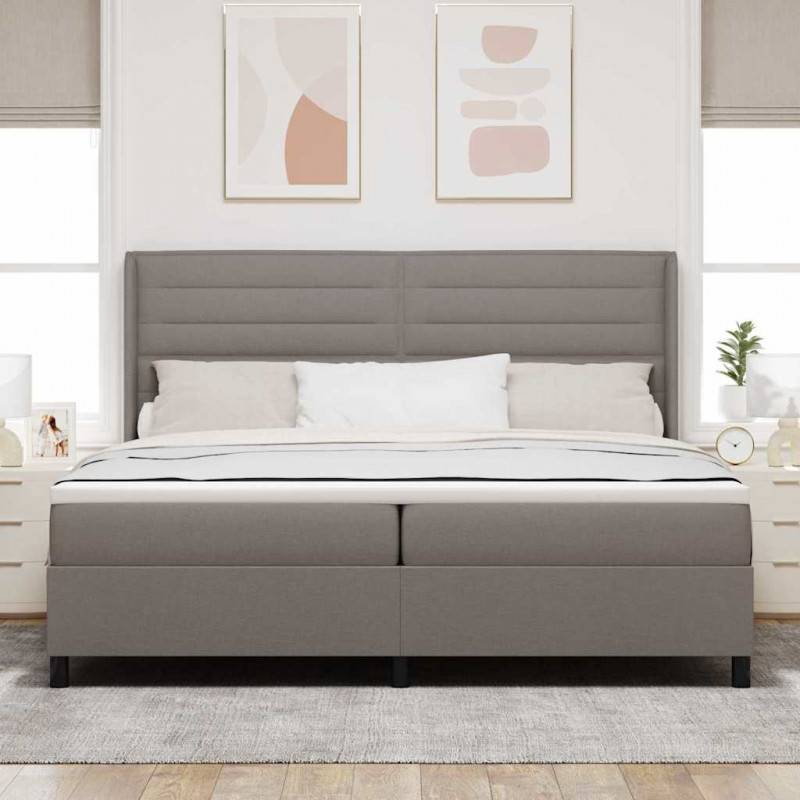 Łóżko sprężynowe z materacem Ciemnoszary 200 x 200 cm tkanina