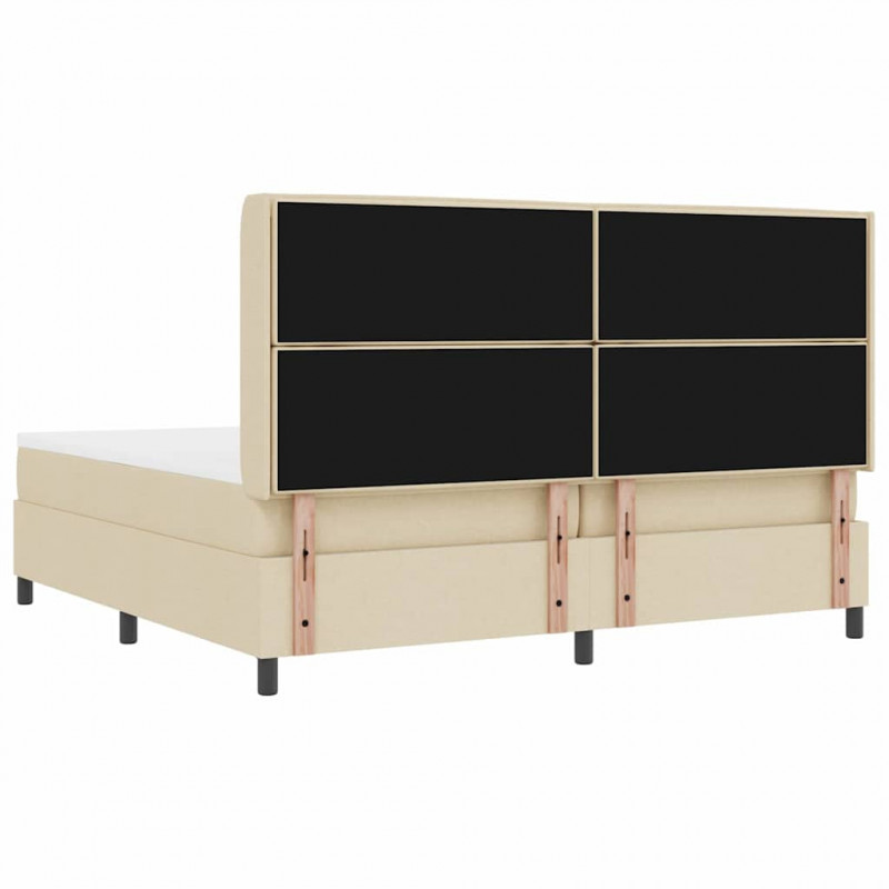 Łóżko sprężynowe z materacem Kremowy 200 x 200 cm tkanina