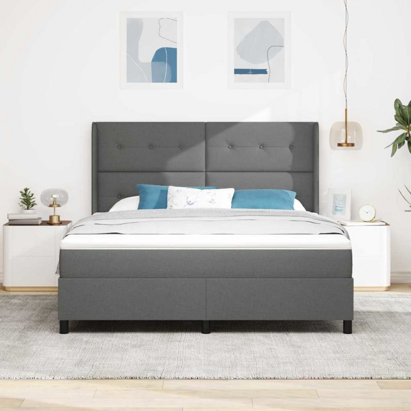 Łóżko sprężynowe z materacem Ciemnoszary 200 x 180 cm tkanina