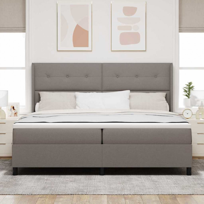 Łóżko sprężynowe z materacem Ciemnoszary 200 x 200 cm tkanina