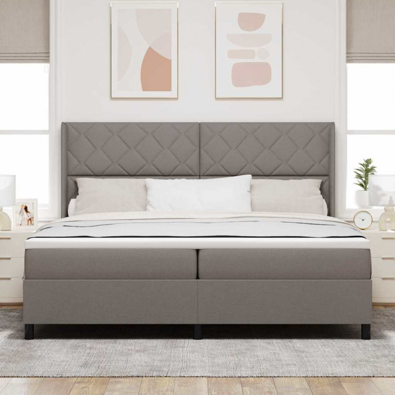 Łóżko sprężynowe z materacem Ciemnoszary 200 x 200 cm tkanina