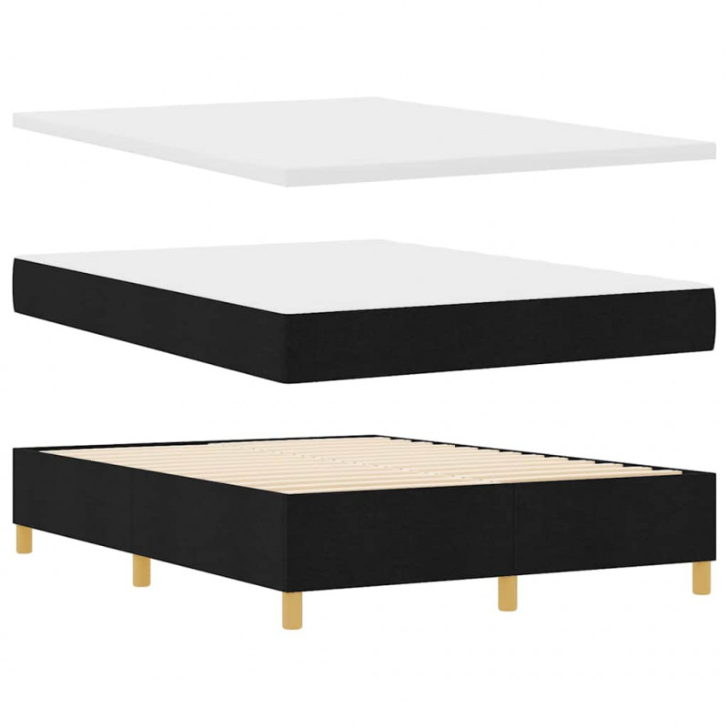 Łóżko sprężynowe z materacem Czarny 160 x 200 cm tkanina