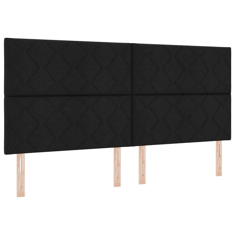 Łóżko sprężynowe z materacem Czarny 200 x 200 cm tkanina