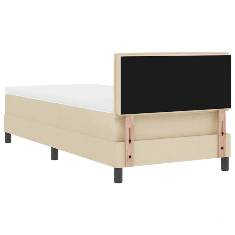 Łóżko sprężynowe z materacem z LED Kremowy 90 x 190 cm tkanina