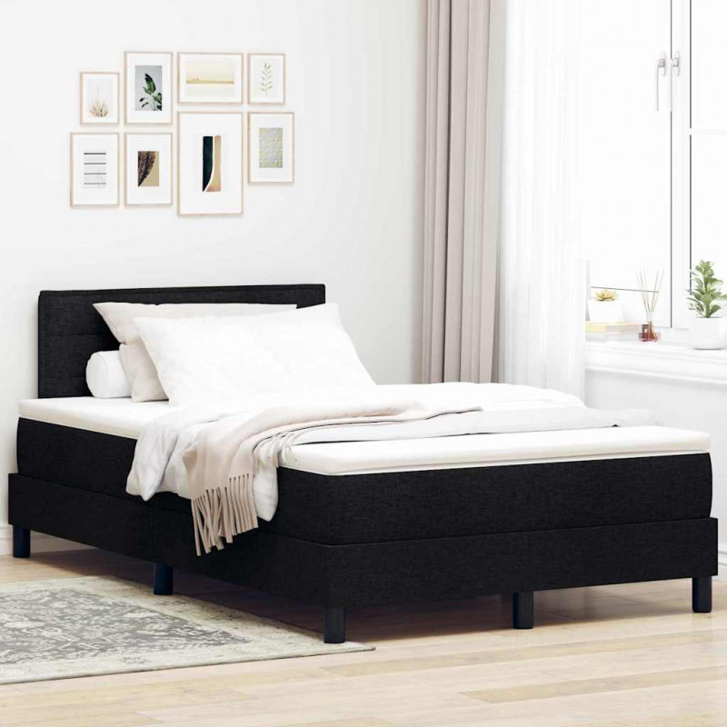 Łóżko sprężynowe z materacem z LED Czarny 120 x 190 cm tkanina