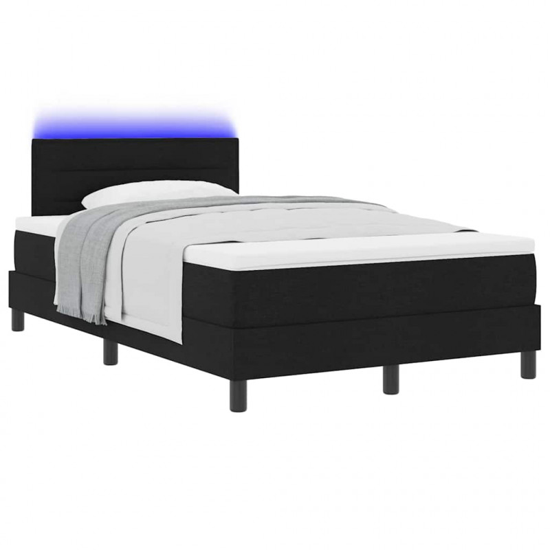 Łóżko sprężynowe z materacem z LED Czarny 120 x 190 cm tkanina