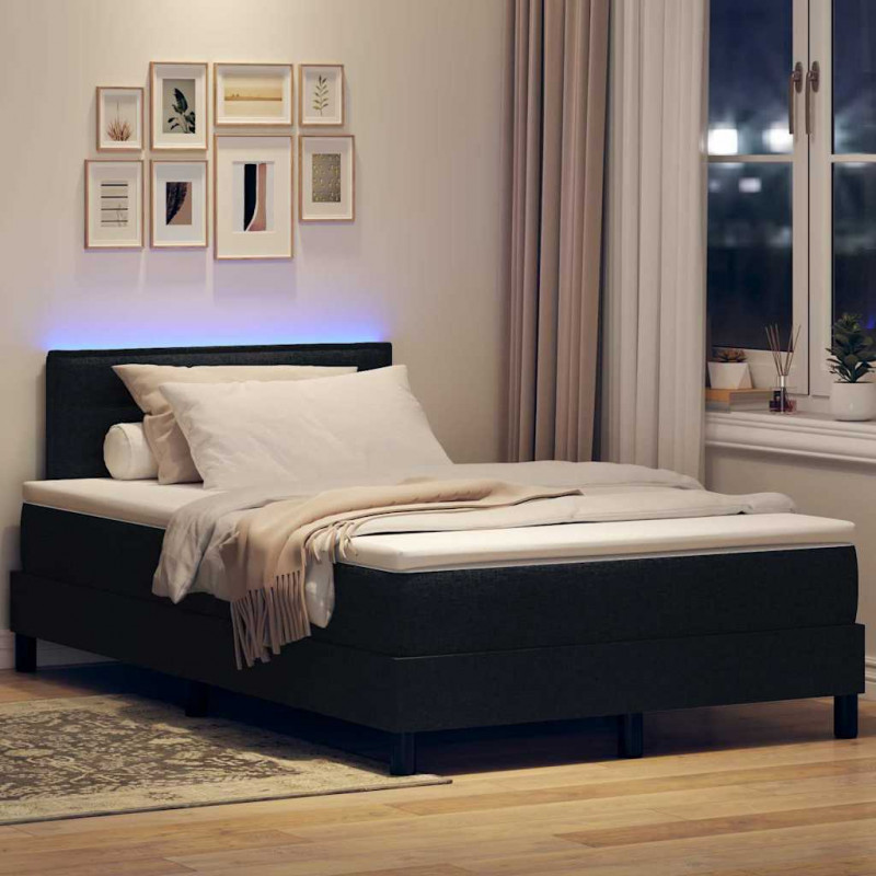 Łóżko sprężynowe z materacem z LED Czarny 120 x 190 cm tkanina