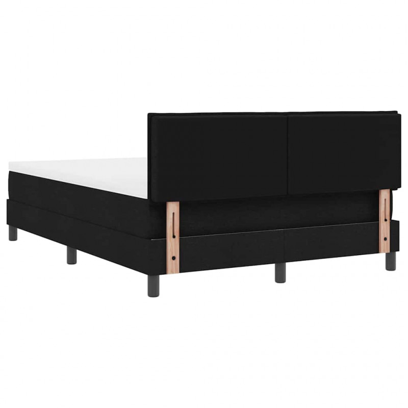 Łóżko sprężynowe z materacem z LED Czarny 140 x 190 cm tkanina