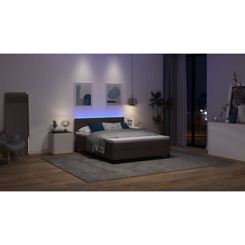 Łóżko sprężynowe z materacem Ciemny brąz 140 x 200 cm tkanina