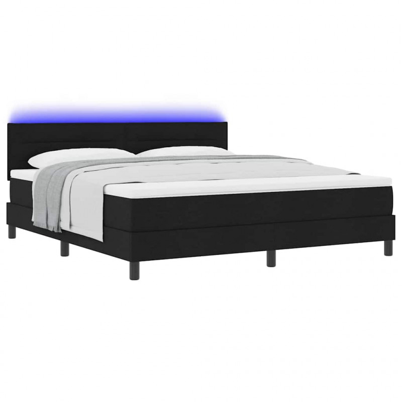 Łóżko sprężynowe z materacem z LED Czarny 180 x 200 cm tkanina