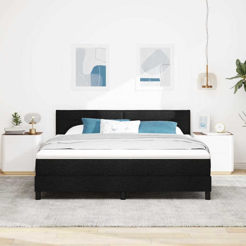 Łóżko sprężynowe z materacem z LED Czarny 180 x 200 cm tkanina