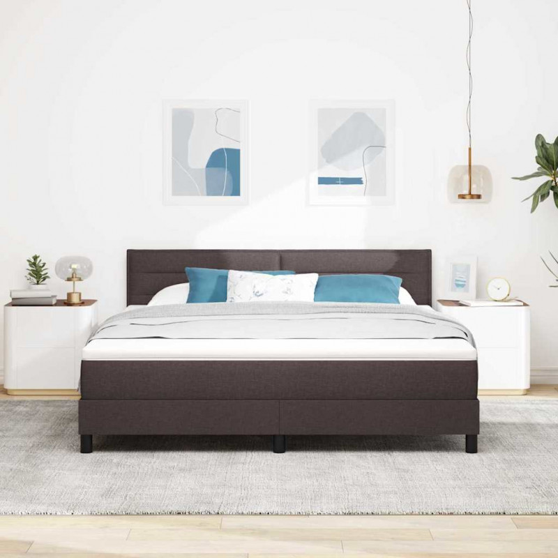 Łóżko sprężynowe z materacem Ciemny brąz 180 x 200 cm tkanina