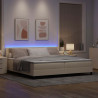 Łóżko sprężynowe z materacem z LED Kremowy 200 x 200 cm tkanina