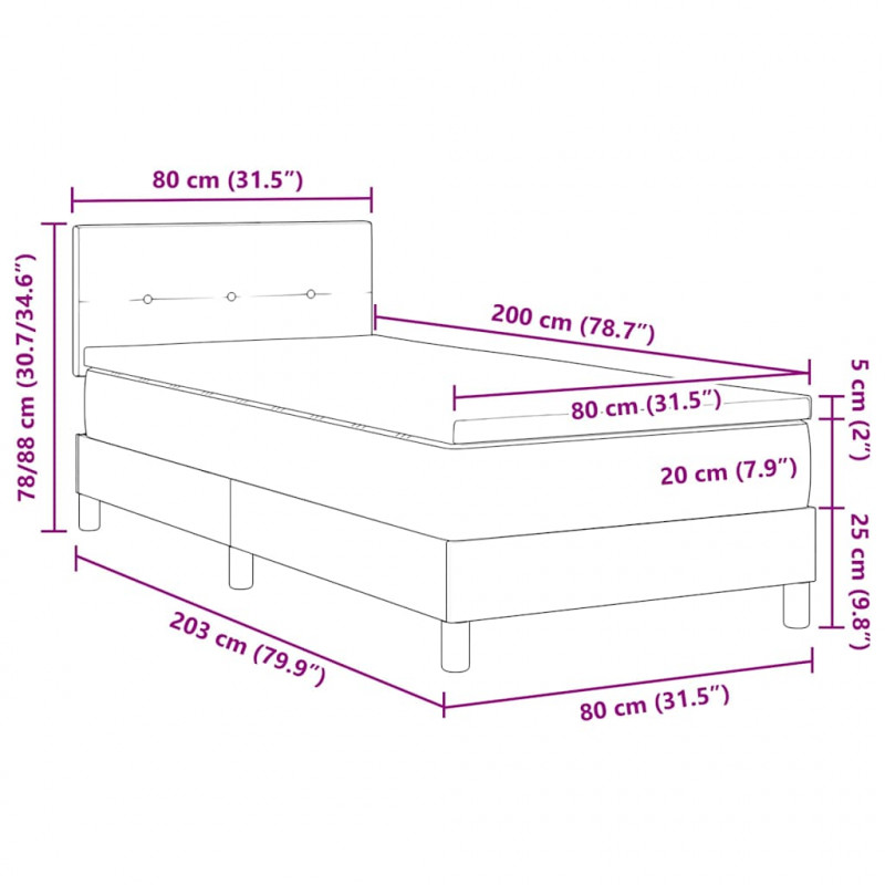 Łóżko sprężynowe z materacem Niebieski 80 x 200 cm tkanina