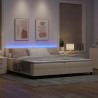 Łóżko sprężynowe z materacem z LED Kremowy 200 x 200 cm tkanina