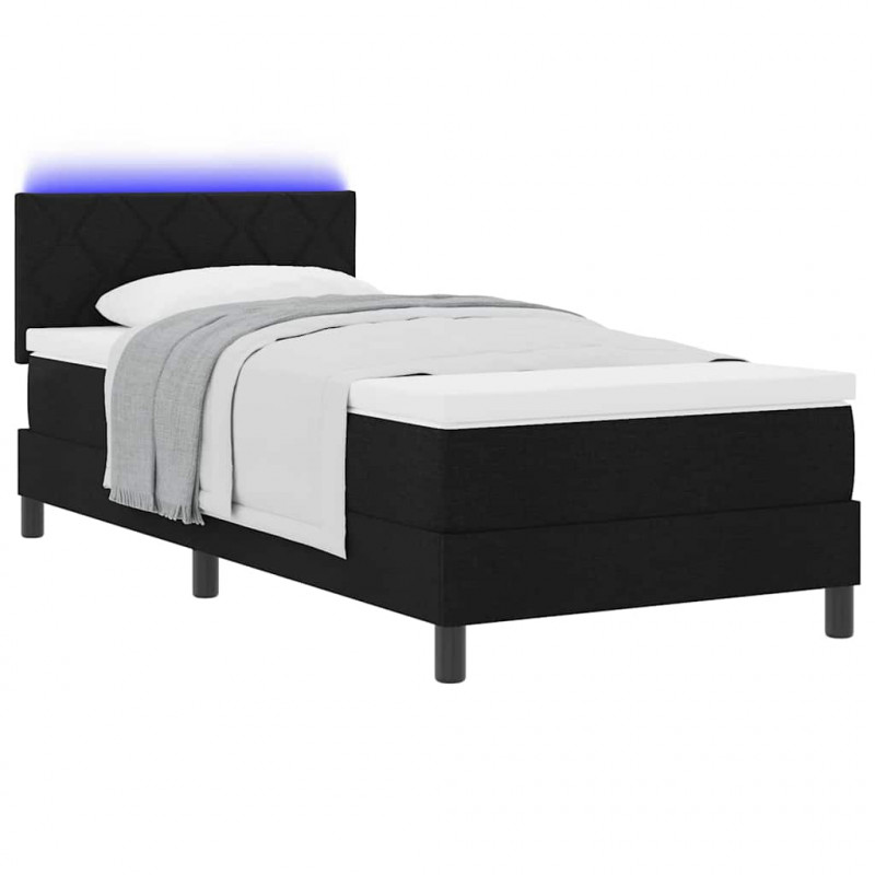 Łóżko sprężynowe z materacem z LED Czarny 90 x 200 cm tkanina