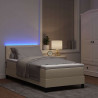 Łóżko sprężynowe z materacem z LED Kremowy 90 x 200 cm tkanina