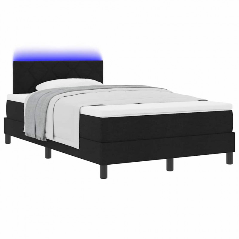 Łóżko sprężynowe z materacem z LED Czarny 120 x 200 cm tkanina