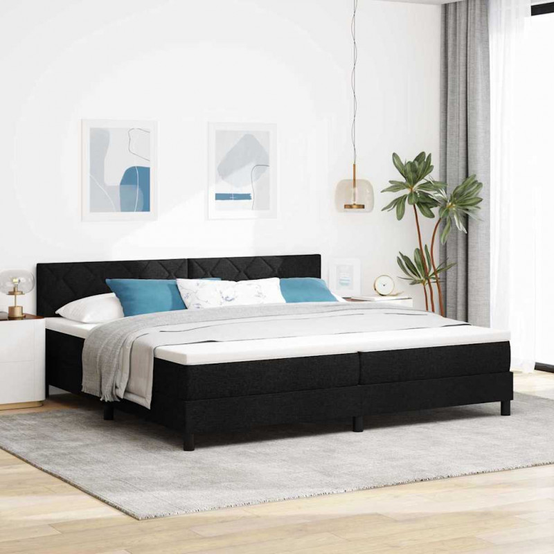 Łóżko sprężynowe z materacem z LED Czarny 200 x 200 cm tkanina