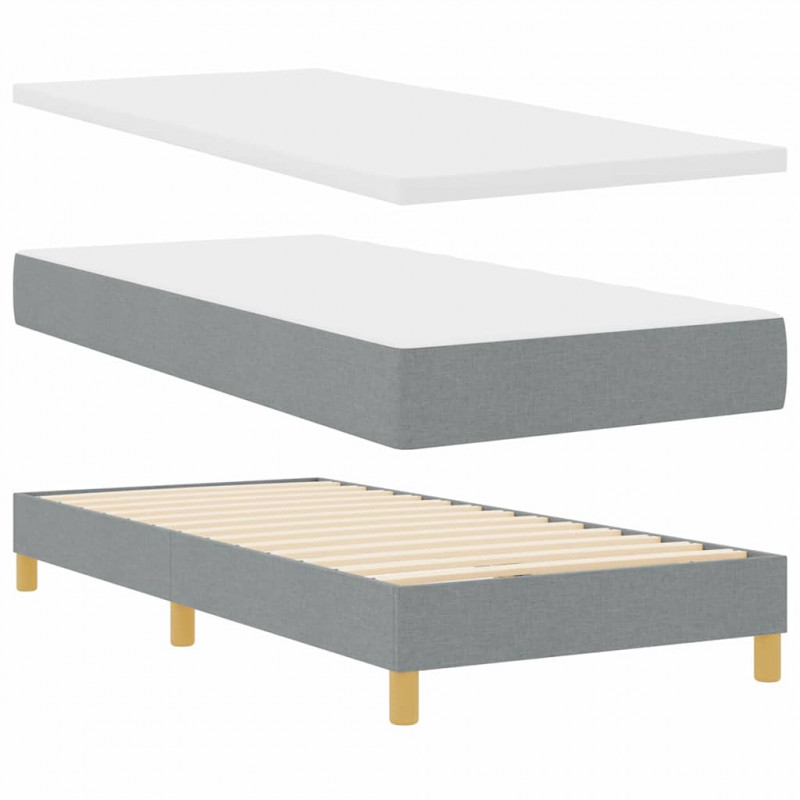 Łóżko z sprężyną LED z materacem Jasnoszary 80 x 200 cm tkanina