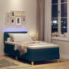 Łóżko z sprężyną LED z materacem Niebieski 80 x 200 cm tkanina