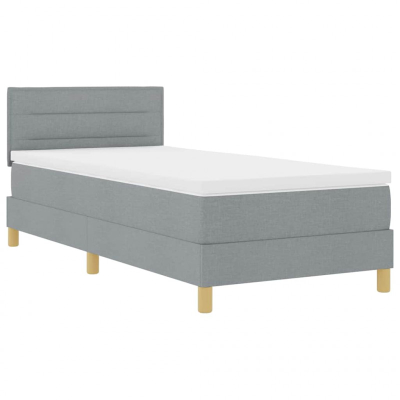 Łóżko z sprężyną LED z materacem Jasnoszary 90 x 200 cm tkanina