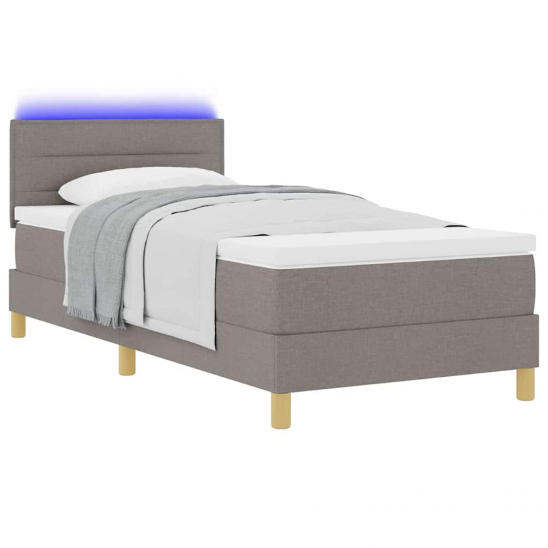 Łóżko z sprężyną LED z LED Ciemnoszary 90 x 200 cm tkanina