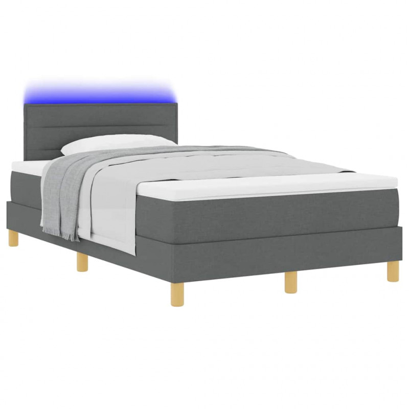 Łóżko z sprężyną LED z LED Ciemnoszary 120 x 190 cm tkanina
