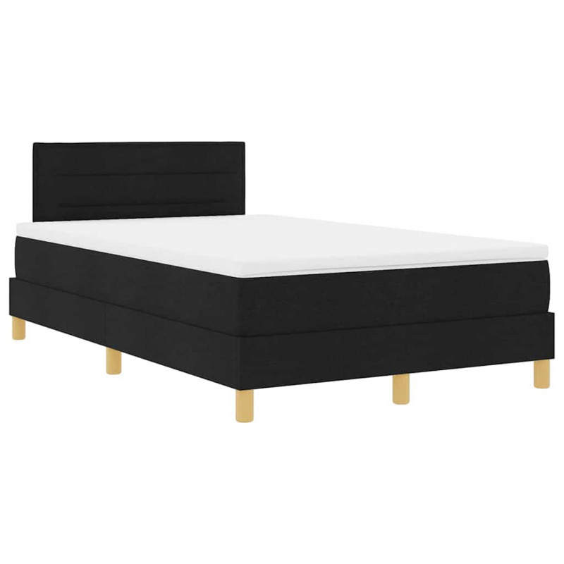 Łóżko z sprężyną LED z materacem Czarny 120 x 190 cm tkanina