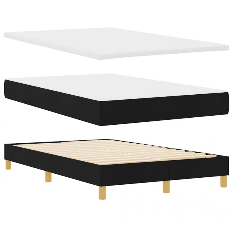 Łóżko z sprężyną LED z materacem Czarny 120 x 190 cm tkanina