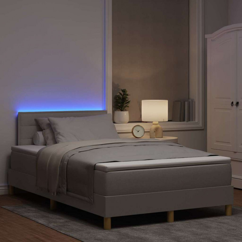 Łóżko z sprężyną LED z LED Ciemnoszary 120 x 190 cm tkanina