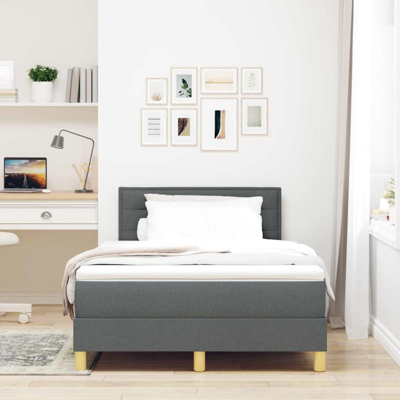 Łóżko z sprężyną LED z LED Ciemnoszary 120 x 200 cm tkanina
