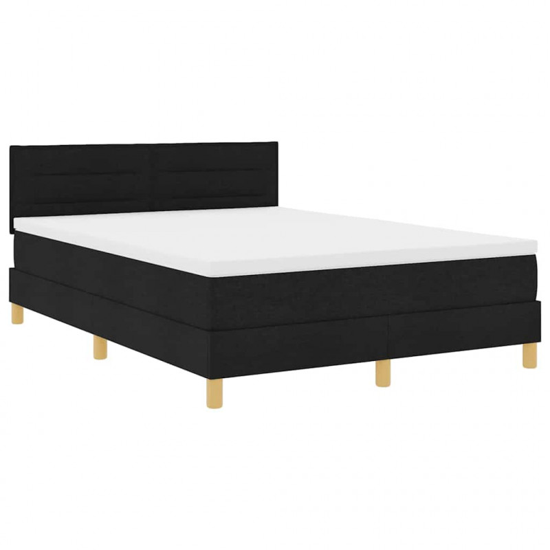 Łóżko z sprężyną LED z materacem Czarny 140 x 190 cm tkanina