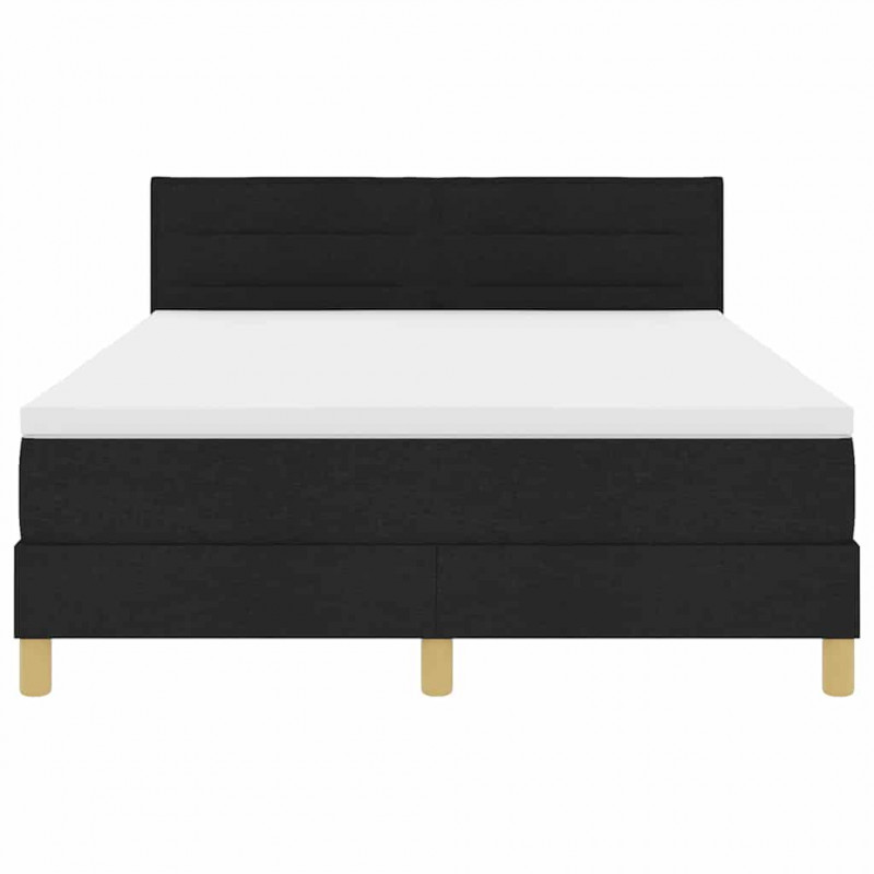Łóżko z sprężyną LED z materacem Czarny 140 x 190 cm tkanina