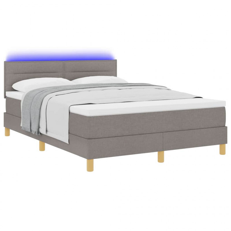 Łóżko z sprężyną LED z LED Ciemnoszary 140 x 190 cm tkanina